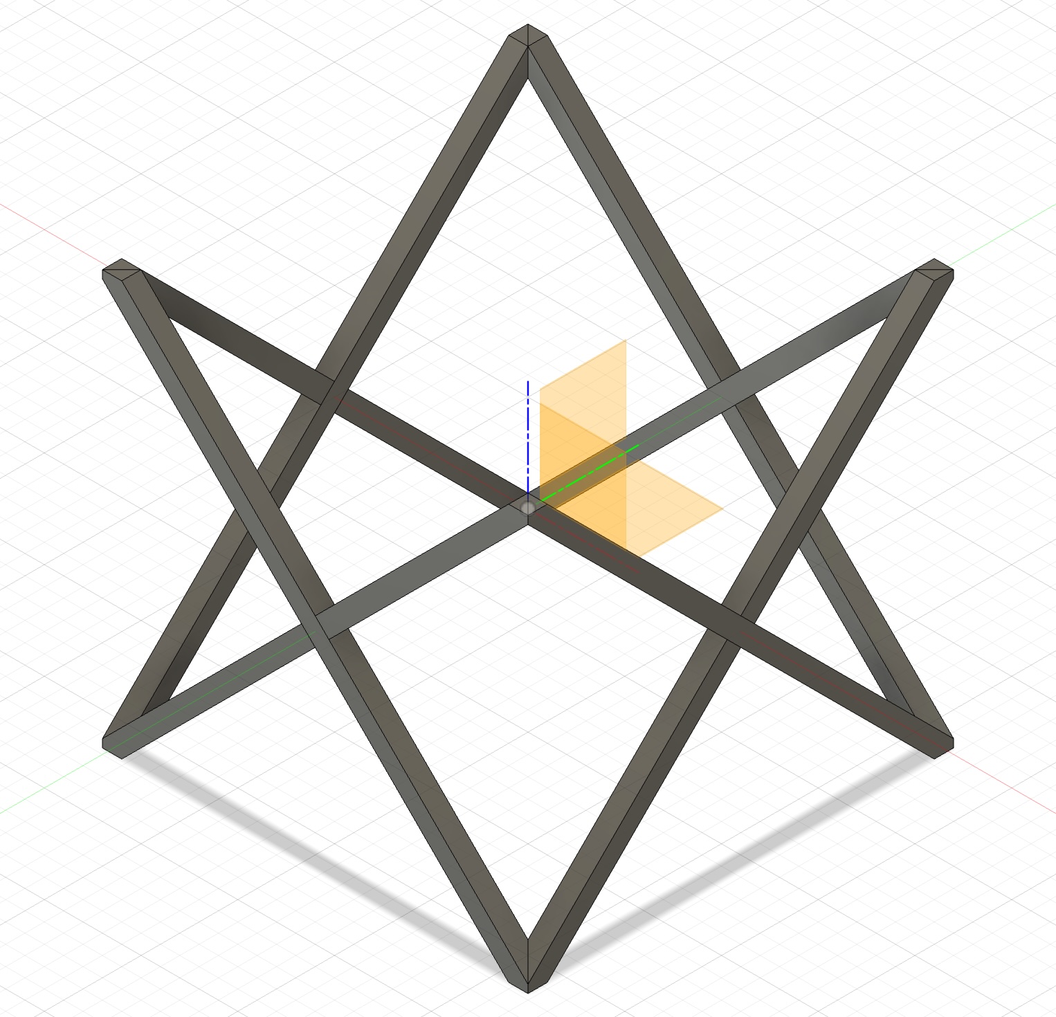 A CAD model of a table composed of 4 vertical X shapes